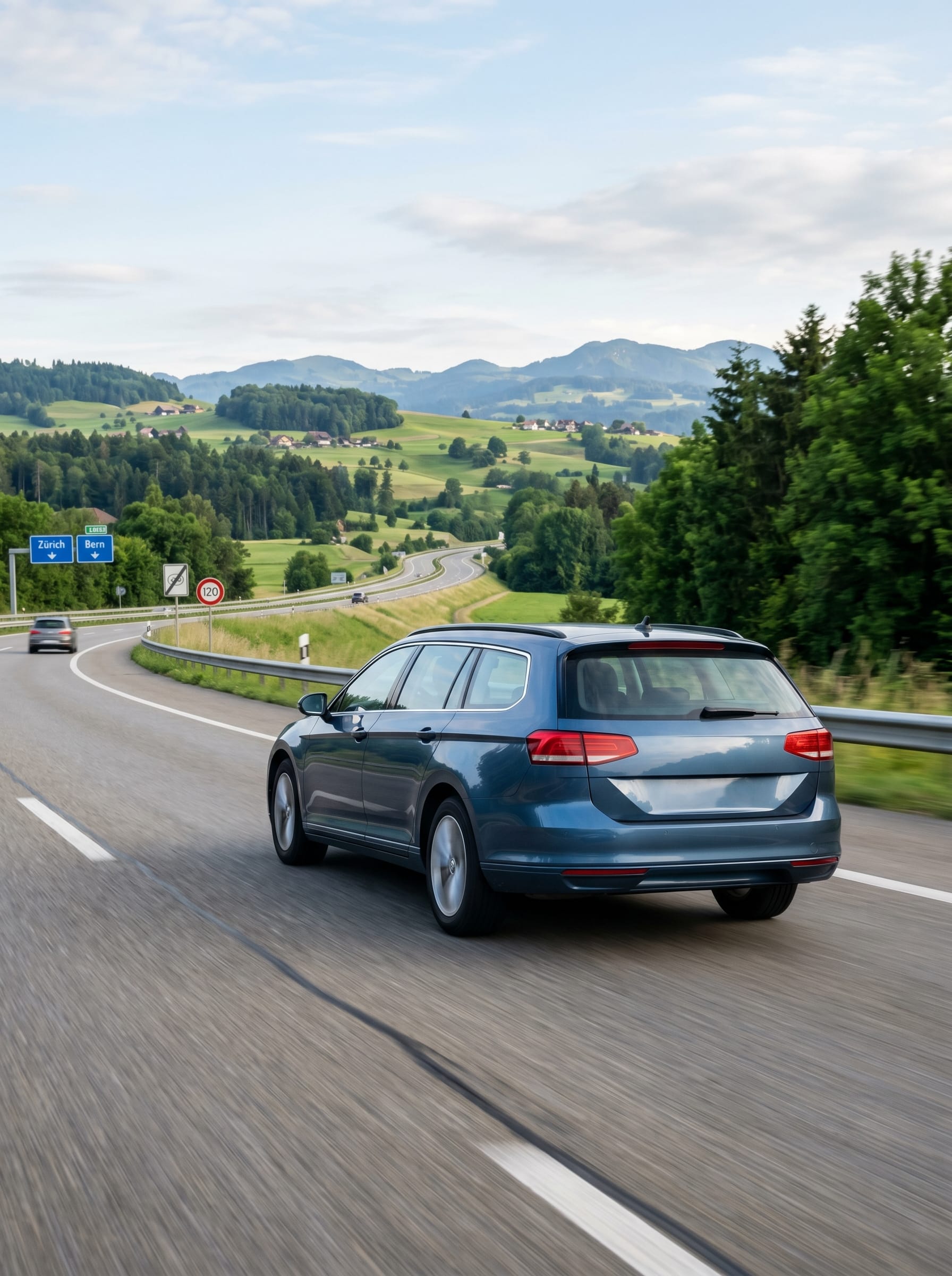 Mietwagen Monatsmiete Schweiz, Kombi auf Autobahn